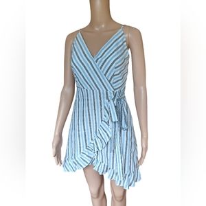 Altrd Womens Sleeveless Dress Ruffled Aline Dress Multicolor Striped Short Small